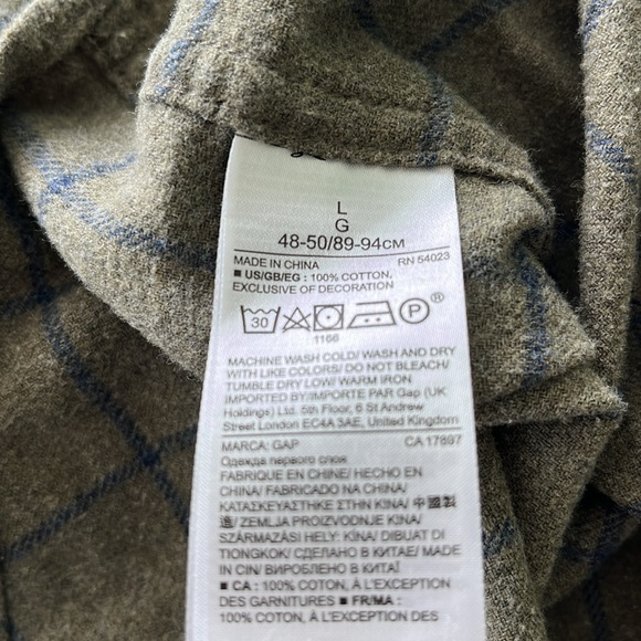 GAP Olive Checkered Long Sleeve Shirt - Picture 3 of 3